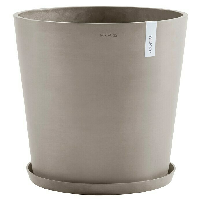 Ecopots Amsterdam Pflanzkübel rund (Außenmaß (Ø x H): 50 x 44,3 cm, Kunststoff, Braungrau, Mit Bewässerungssystem) | BAUHAUS
