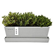 Ecopots Bruges Pflanzkasten Mini mit Untersetzer (Außenmaß (L x B x H): 25 x 9 x 8,4 cm, Kunststoff, Weiß Grau) | BAUHAUS