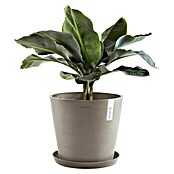 Ecopots Amsterdam Pflanzkübel rund (Außenmaß (Ø x H): 40 x 34,8 cm, Kunststoff, Braungrau, Mit Bewässerungssystem) | BAUHAUS