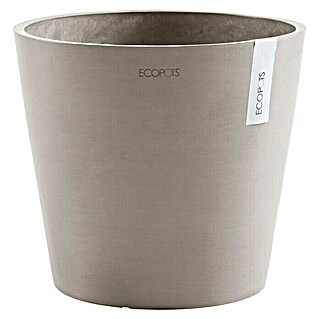 Ecopots Amsterdam Pflanzkübel rund (Außenmaß (Ø x H): 30 x 25,9 cm, Kunststoff, Braungrau, Mit Bewässerungssystem)