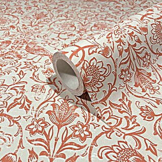 Marburg Heritage Vliestapete Allover mit Tieren & Blumen (Beige/Rot, Floral, 10,05 x 0,53 m)