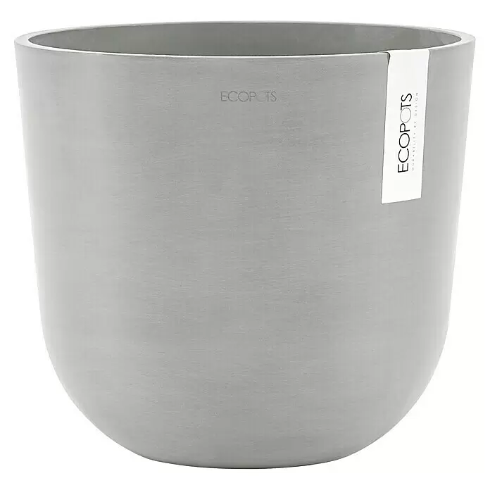 Ecopots Oslo Pflanztopf mit Wasserspeicher - Außenmaß (Ø x H): 25 x 21,4 cm, Kunststoff, Weißgrau - Hellgrauer, texturierter ECOPOTS Pflanztopf mit abgerundetem Boden.