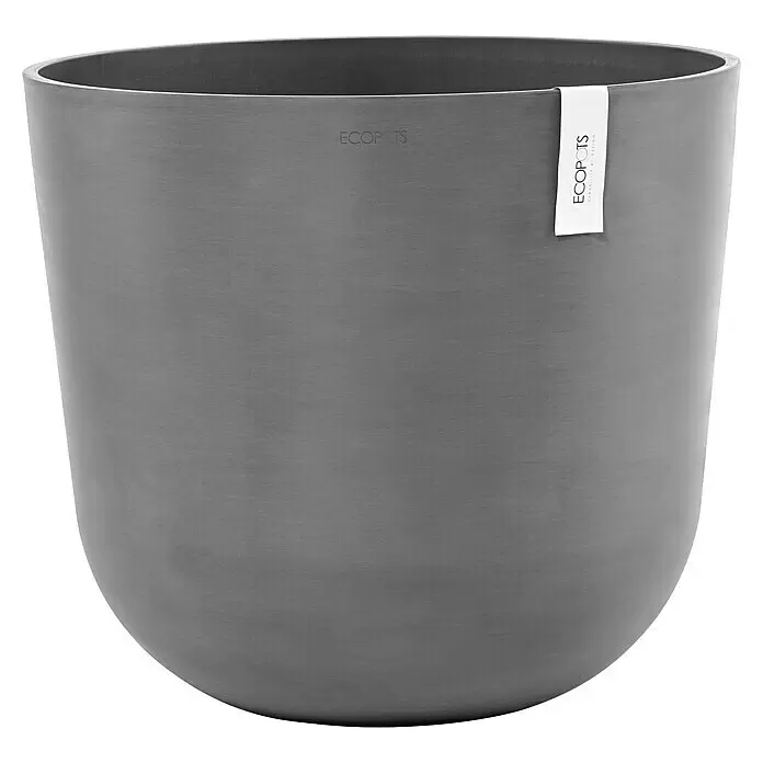 Ecopots Oslo Pflanztopf mit Wasserspeicher - Außenmaß (Ø x H): 55 x 48,5 cm, Kunststoff, Grau - Anthrazitfarbener ECOPOTS Pflanztopf mit runder Form und dezenter Textur.
