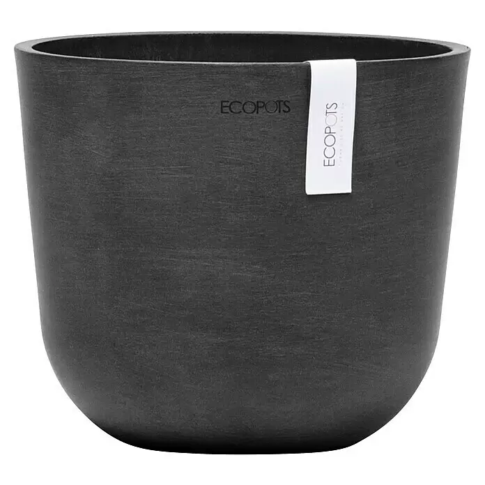 Ecopots Oslo Pflanztopf Mini - Außenmaß (Ø x H): 19 x 16,5 cm, Kunststoff, Dunkelgrau - Dunkelgrauer, strukturierter Ecopots Pflanztopf.