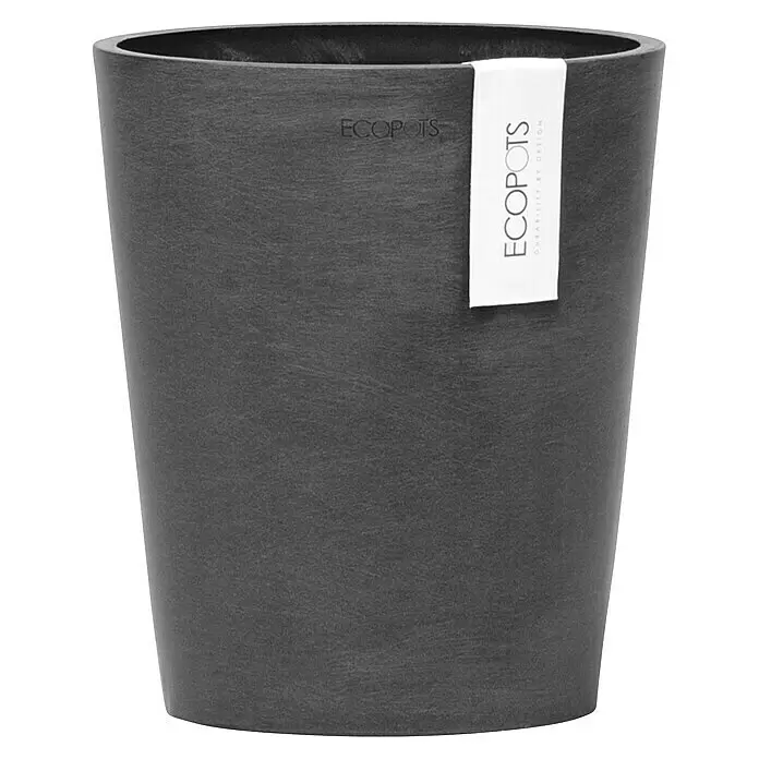Ecopots Orchideentopf Morinda - Außenmaß (Ø x H): 17,1 x 19,5 cm, Kunststoff, Dunkelgrau - Dunkelgrauer, texturierter ECOPOTS Pflanztopf mit Markenetikett.
