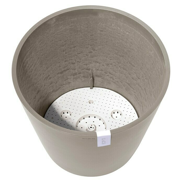 Ecopots Amsterdam Pflanzkübel rund (Außenmaß (Ø x H): 50 x 44,3 cm, Kunststoff, Braungrau, Mit Bewässerungssystem) | BAUHAUS