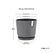 Ecopots Oslo Pflanztopf mit Wasserspeicher (Außenmaß (Ø x H): 35 x 47,9 cm, Kunststoff, Grau) | BAUHAUS