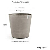 Ecopots Amsterdam Pflanzkübel rund Wheels (Außenmaß (Ø x H): 100,2 x 88,7 cm, Kunststoff, Braungrau, Ausstattung Pflanzgefäß: Rollen) | BAUHAUS