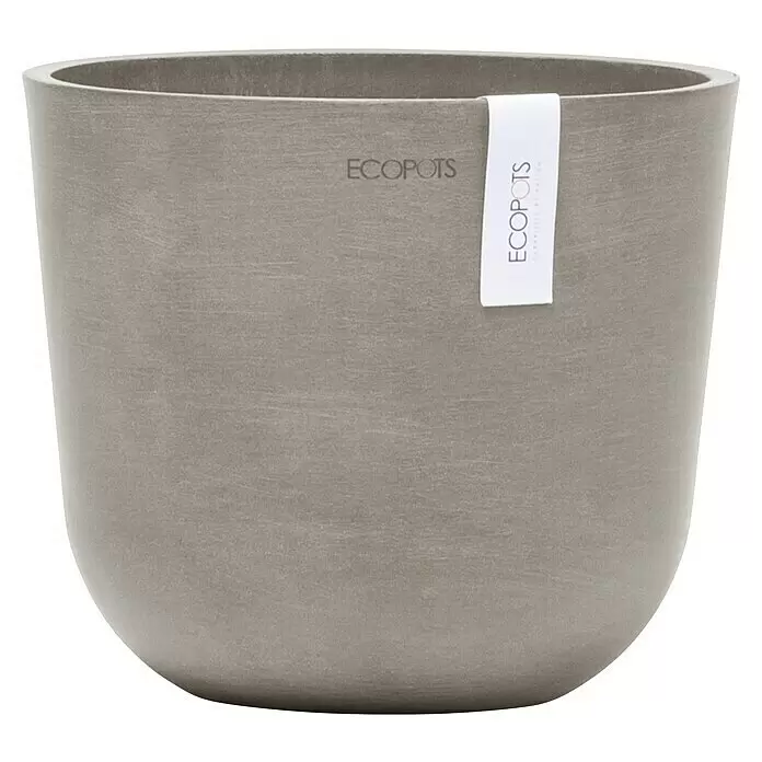 Ecopots Oslo Pflanztopf Mini - Außenmaß (Ø x H): 19 x 16,5 cm, Kunststoff, Braungrau - Hellgrauer ECOPOTS Blumentopf mit strukturierter Oberfläche, ideal für Innen- oder Außenbepflanzung.