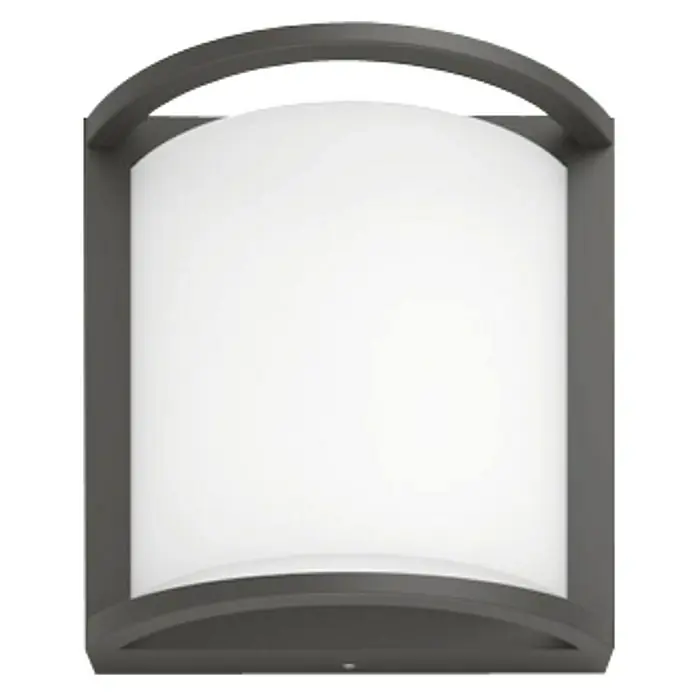 Philips Aplique exterior LED Samondra - 12 W, 90 x 190 x 190 mm, Antracita, Blanco, IP44 - Lámpara de pared gris con cubierta blanca curva, ideal para interiores modernos. Ofrece iluminación suave y uniforme.