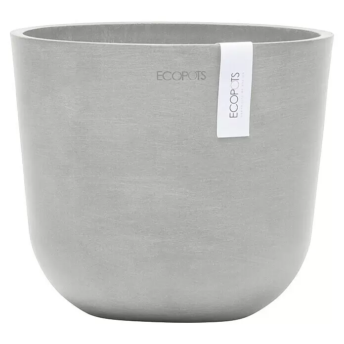 Ecopots Oslo Pflanztopf Mini - Außenmaß (Ø x H): 19 x 16,5 cm, Kunststoff, Weißgrau - Grauer Ecopots Pflanztopf mit strukturierter Oberfläche.