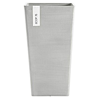Ecopots Rotterdam Pflanzsäule eckig (Außenmaß (L x B x H): 30,5 x 30,5 x 50,5 cm, Kunststoff, Weiß, Grau)