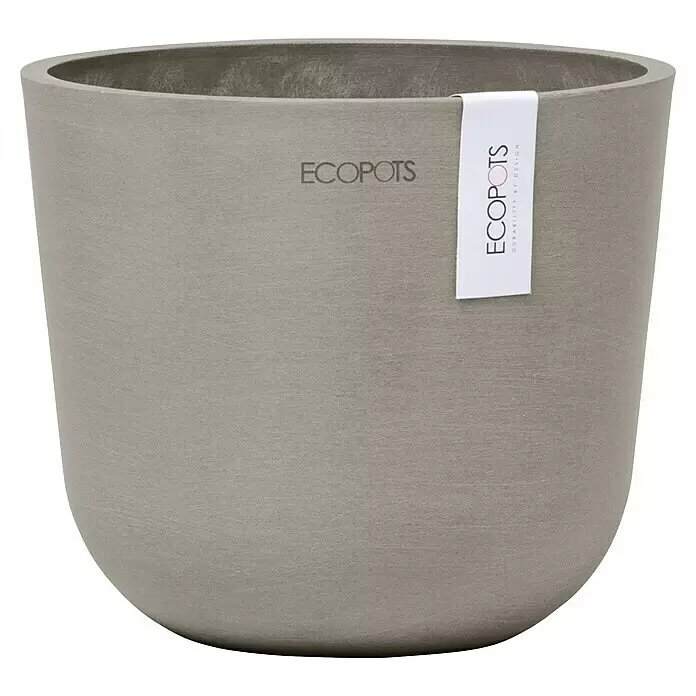 Ecopots Oslo Pflanztopf Mini - Außenmaß (Ø x H): 16 x 13 cm, Kunststoff, Braungrau - Grauer, texturierter ECOPOTS Blumentopf.