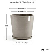 Ecopots Amsterdam Pflanzkübel rund (Außenmaß (Ø x H): 50 x 44,3 cm, Kunststoff, Braungrau, Mit Bewässerungssystem) | BAUHAUS