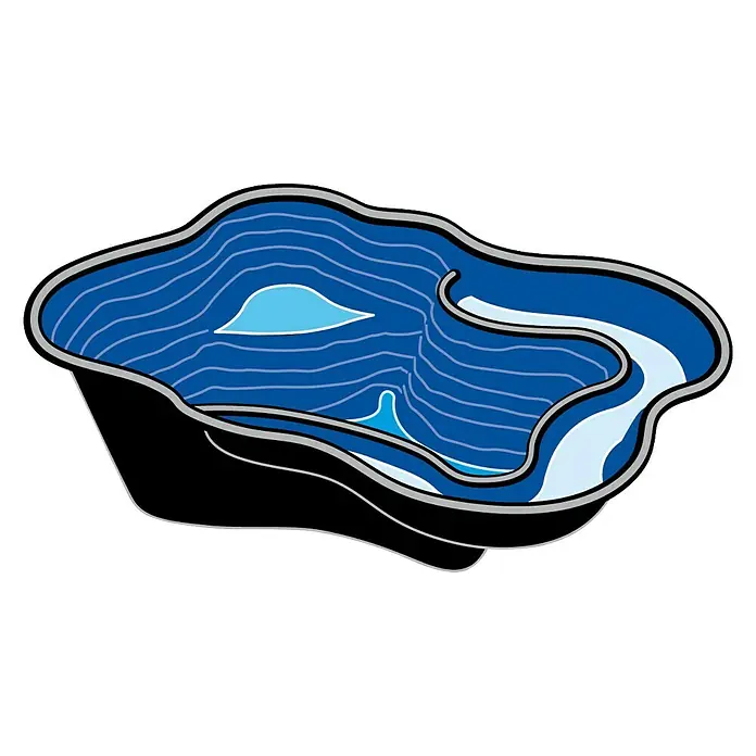 Ubbink Teichschale Iris SI - Fassungsvermögen: 150 l - Illustration eines Pools in ungewöhnlicher Form mit blauen Wellen. Ideal für Erfrischung und Entspannung im Sommer.