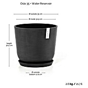 Ecopots Oslo Pflanztopf mit Wasserspeicher (Außenmaß (Ø x H): 35 x 47,9 cm, Kunststoff, Dunkelgrau) | BAUHAUS