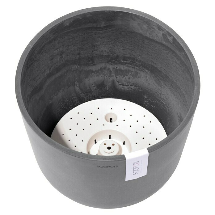 Ecopots Oslo Pflanztopf mit Wasserspeicher (Außenmaß (Ø x H): 25 x 21,8 cm, Kunststoff, Grau) | BAUHAUS