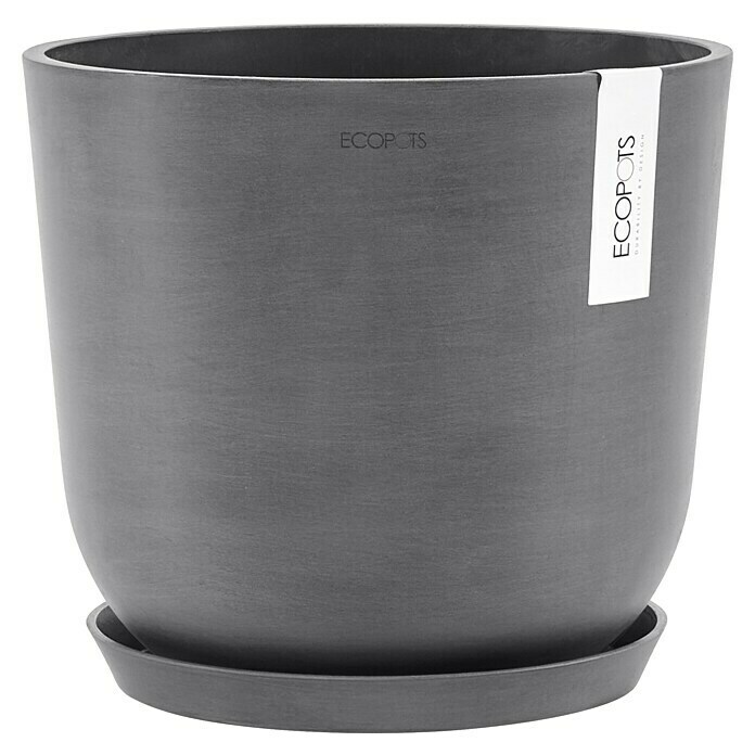 Ecopots Oslo Pflanztopf mit Wasserspeicher (Außenmaß (Ø x H): 25 x 21,8 cm, Kunststoff, Grau) | BAUHAUS