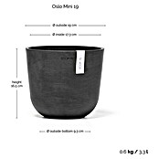 Ecopots Oslo Pflanztopf Mini (Außenmaß (Ø x H): 19 x 16,5 cm, Kunststoff, Dunkelgrau) | BAUHAUS