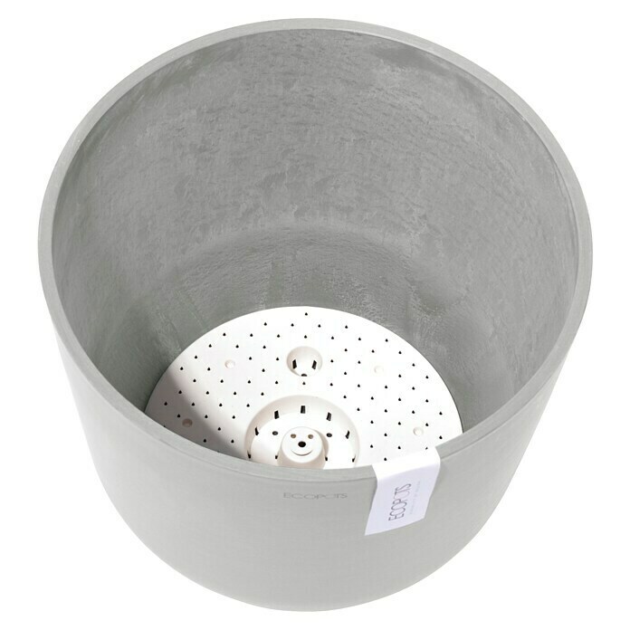 Ecopots Oslo Pflanztopf mit Wasserspeicher (Außenmaß (Ø x H): 35 x 47,9 cm, Kunststoff, Weißgrau) | BAUHAUS