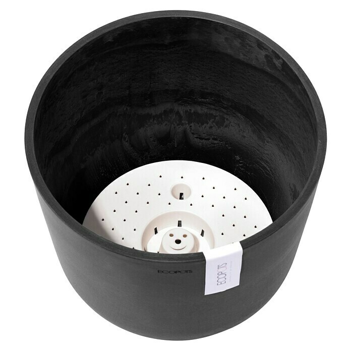 Ecopots Oslo Pflanztopf mit Wasserspeicher (Außenmaß (Ø x H): 25 x 21,8 cm, Kunststoff, Dunkelgrau) | BAUHAUS