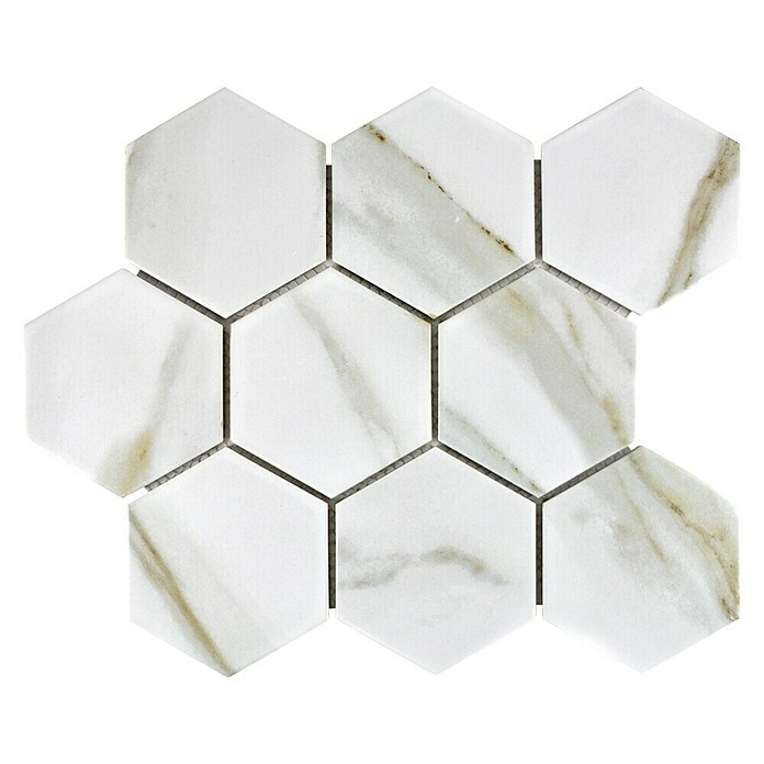 Mosaikfliese Hexagon CIM HX9 CT (25,6 x 29,5 cm, Beige/Braun/Weiß, Matt)