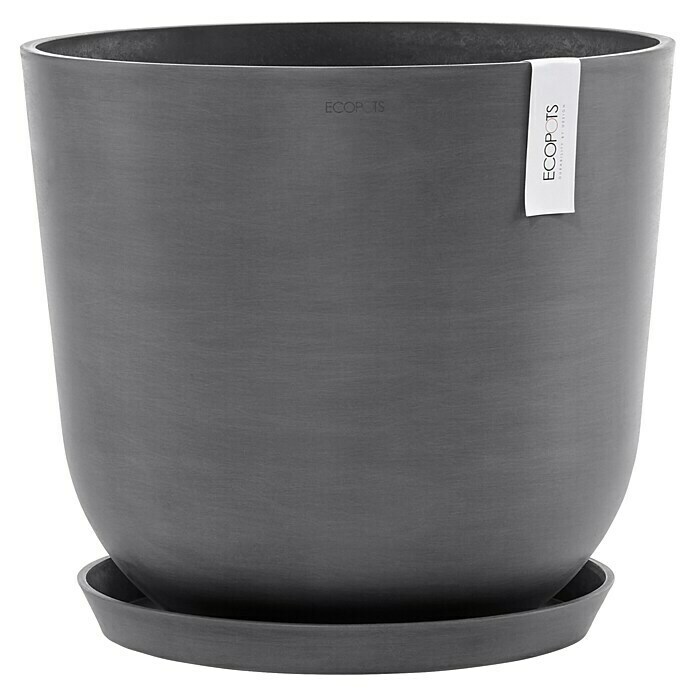 Ecopots Oslo Pflanztopf mit Wasserspeicher (Außenmaß (Ø x H): 45 x 39,2 cm, Kunststoff, Grau) | BAUHAUS