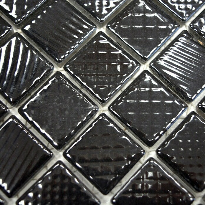 Mosaikfliese Quadrat CG 123 (29,8 x 29,8 cm, Schwarz, Glänzend)