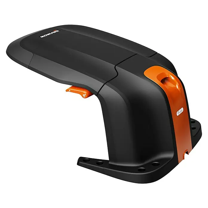 Segway Mähroboter-Set Navimow i105E + Garage S1A02E - 500 m², Schnittbreite: 18 cm, Satellitengestützte Navigation, RTK - Das Navimow Robotermäher-Gehäuse in Schwarz und Orange ist das perfekte Zubehör für einen gepflegten Rasen.