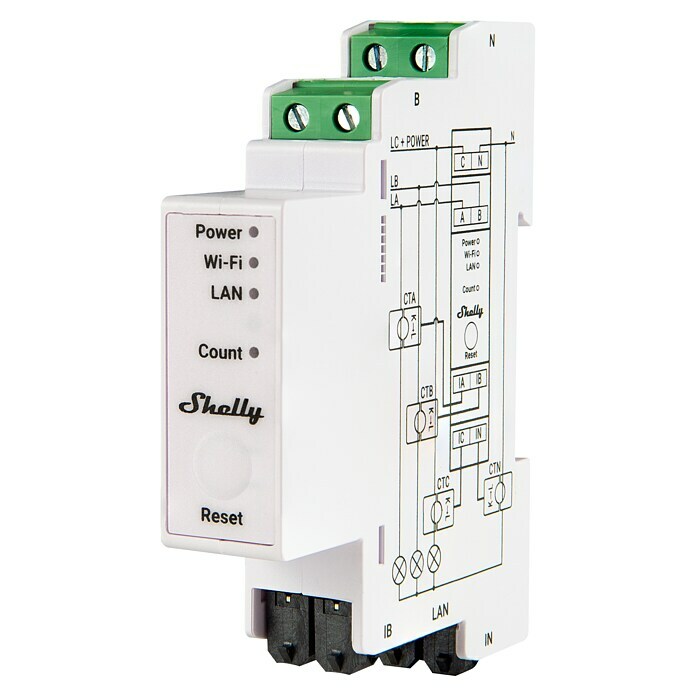 Shelly Drehstromzähler Pro 3EM - 120A (120 A, 110 V - 240 V) | BAUHAUS