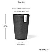 Ecopots Vase Pisa (Ø x H: 17,8 x 25,2 cm, Kunststoff, Dunkelgrau) | BAUHAUS