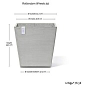 Ecopots Rotterdam Pflanzkasten mit Rollen (Außenmaß (L x B x H): 50 x 50 x 49,7 cm, Kunststoff, Weißgrau) | BAUHAUS