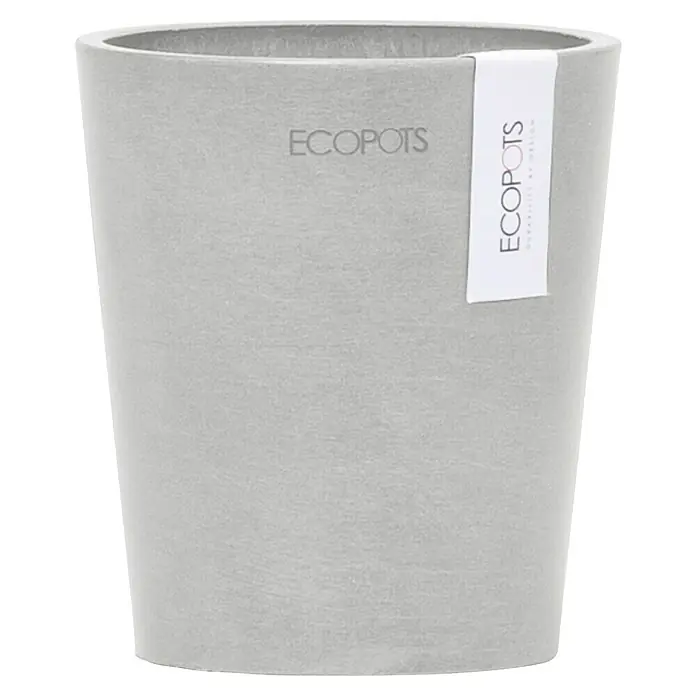 Ecopots Orchideentopf Morinda - Außenmaß (Ø x H): 11 x 12,5 cm, Kunststoff, Weiß Grau - Grauer, konisch geformter Pflanztopf von Ecopots mit dezentem Logo und Papieretikett. Ideal für Innen- und Außenbereich, stilvoll und nachhaltig.