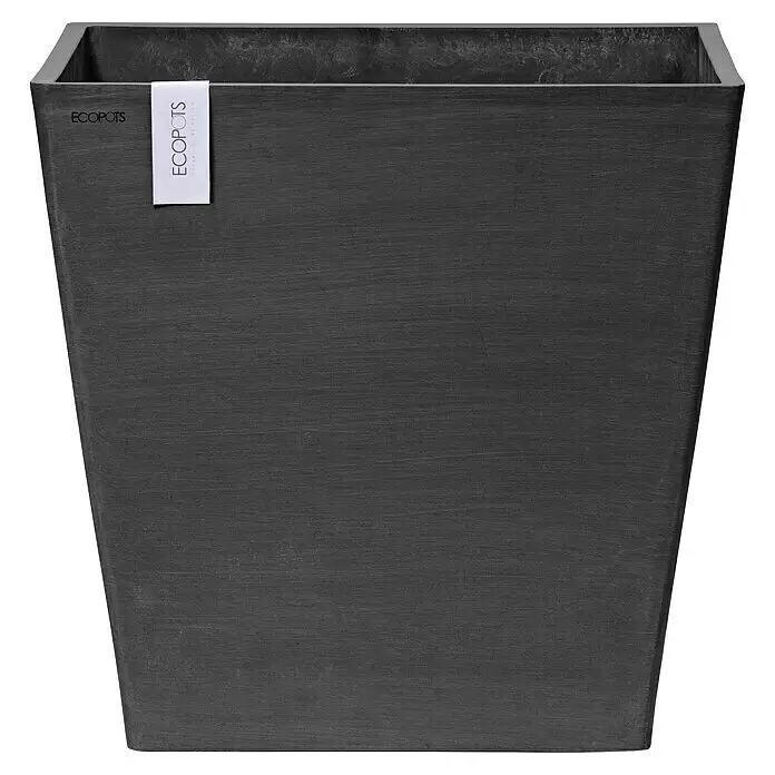 Ecopots Rotterdam Pflanzkasten mit Rollen - Außenmaß (L x B x H): 50,2 x 50,2 x 49,5 cm, Kunststoff, Dunkelgrau - Anthrazitfarbener, sich verjüngender rechteckiger ECOPOTS Pflanzkübel.