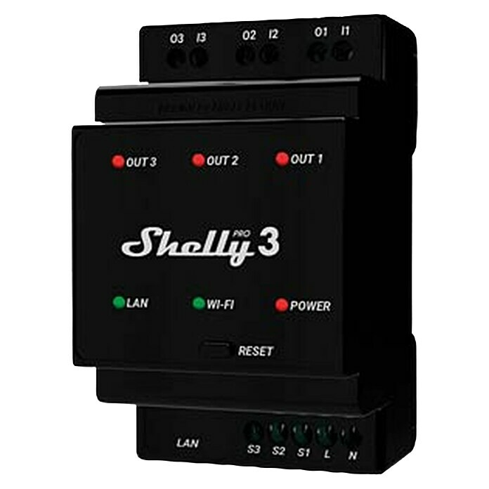 Shelly Relais-Modul Pro 3 (110 V - 240 V, 16 A - 48 A) | BAUHAUS