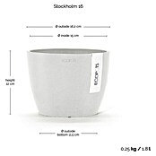 Ecopots Pflanztopf Stockholm (Außenmaß (Ø x H): 16 x 12,5 cm, Kunststoff, Weiß) | BAUHAUS