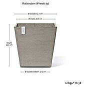 Ecopots Rotterdam Pflanzkasten mit Rollen (Außenmaß (L x B x H): 50 x 50 x 49,7 cm, Kunststoff, Braungrau) | BAUHAUS