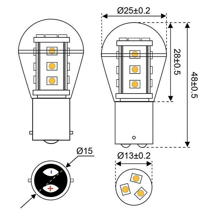 Talamex LED-Leuchtmittel für Boote1,6 W, 10 V - 30 V, Sockel: BA15D, Lichtfarbe: Warmweiß, G (A bis G) Unknown