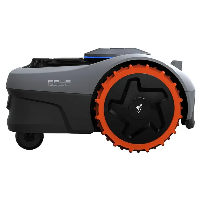 Segway Mähroboter Navimow i105E - 500 m², Schnittbreite: 18 cm, Satellitengestützte Navigation, RTK - Bild eines Rasenmähroboters mit dem Schriftzug "EFLS Exact Fusion Locating System".