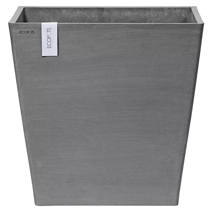 Ecopots Rotterdam Pflanzkasten mit Rollen - Außenmaß (L x B x H): 50,2 x 50,2 x 49,5 cm, Kunststoff, Grau - Grauer, quadratischer ECOPOTS Pflanzkübel mit strukturierter Oberfläche.