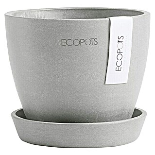 Ecopots Pflanztopf Antwerpen Mini (Außenmaß (Ø x H): 11,5 x 10,1 cm, Kunststoff, Weiß Grau)