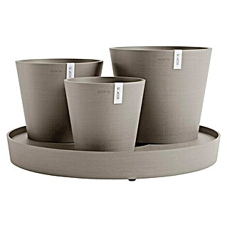 Ecopots Pflanztopf Dubai (Außenmaß (Ø x H): 56,6 x 30 cm, Kunststoff, Braungrau, 3 Stk.)