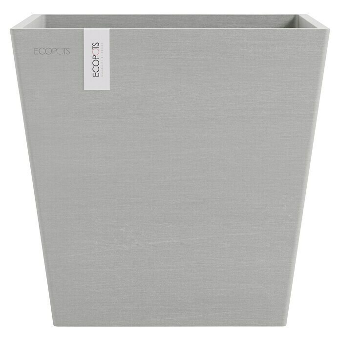 Ecopots Rotterdam Pflanzkasten mit Wasserspeicher (Außenmaß (L x B x H): 25,2 x 25,2 x 24,5 cm, Kunststoff, Weißgrau) | BAUHAUS