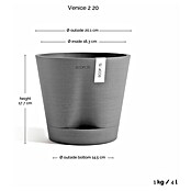 Ecopots Pflanztopf Venice 2 (Außenmaß (Ø x H): 20 x 17,5 cm, Kunststoff, Grau) | BAUHAUS