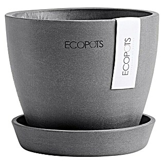 Ecopots Pflanztopf Antwerpen Mini (Außenmaß (Ø x H): 11,5 x 10,1 cm, Kunststoff, Grau)