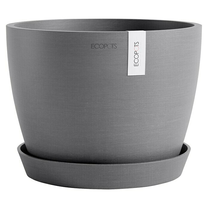 Ecopots Pflanztopf Stockholm (Außenmaß (Ø x H): 23,2 x 17,6 cm, Kunststoff, Grau) | BAUHAUS