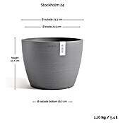 Ecopots Pflanztopf Stockholm (Außenmaß (Ø x H): 23,2 x 17,6 cm, Kunststoff, Grau) | BAUHAUS