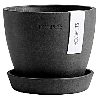 Ecopots Pflanztopf Antwerpen Mini (Außenmaß (Ø x H): 11,5 x 10,1 cm, Kunststoff, Dunkelgrau)