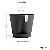 Ecopots Pflanztopf Venice 2 (Außenmaß (Ø x H): 20 x 17,5 cm, Kunststoff, Dunkelgrau) | BAUHAUS