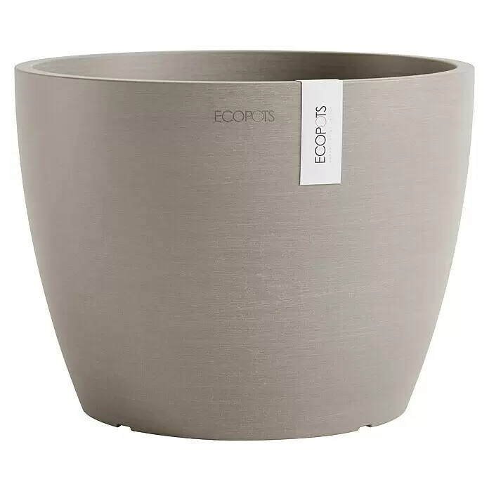 Ecopots Pflanztopf Stockholm - Außenmaß (Ø x H): 23,3 x 17,7 cm, Kunststoff, Braungrau - Runder grauer texturierter ECOPOTS Pflanztopf.